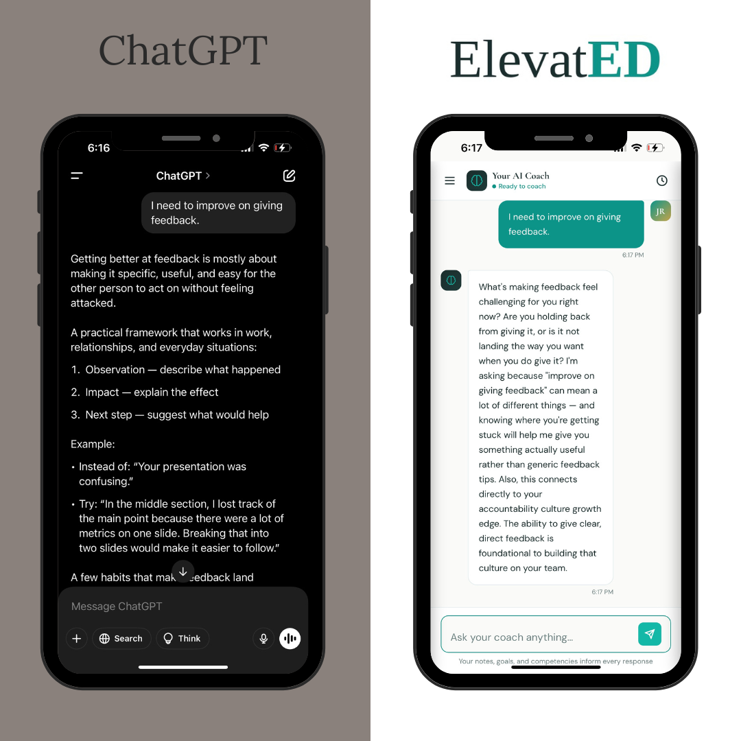 ChatGPT vs ElevatED AI Coach comparison